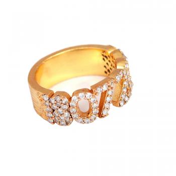 Nickel-Free Gold Plated CZ Stone Seated Designer Ring - Elegant | Timeless Beauty